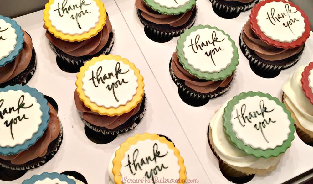 Thank you fondant cupcake toppers